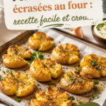 Pommes de terre écrasées croustillantes au four prêtes à être servies.