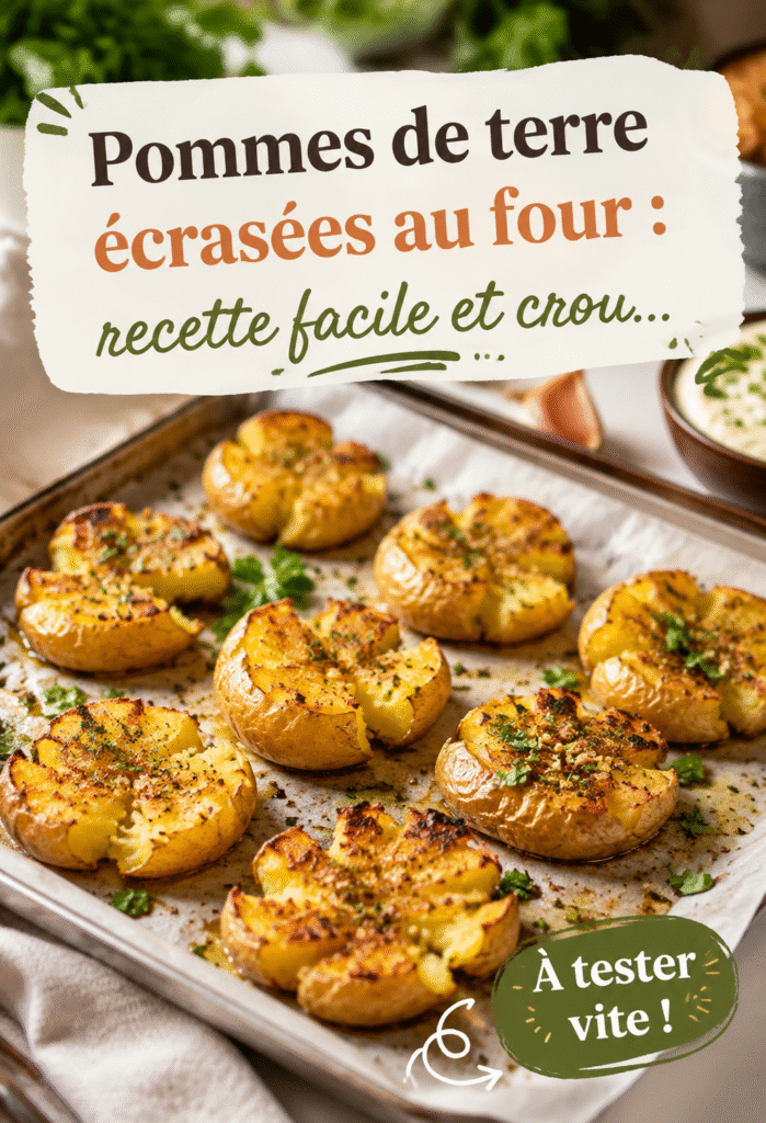 Pommes de terre écrasées croustillantes au four prêtes à être servies.