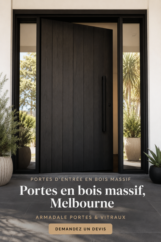 Porte en bois élégante installée dans une maison moderne à Melbourne