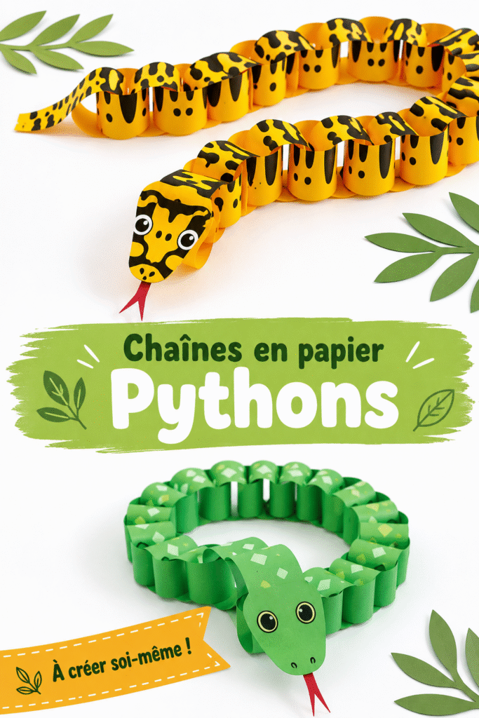 Un python en papier coloré, idéal pour une décoration créative.