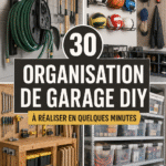 Exemple d'un garage bien organisé avec des solutions de rangement DIY.