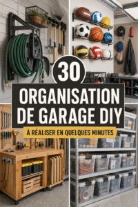 Exemple d'un garage bien organisé avec des solutions de rangement DIY.