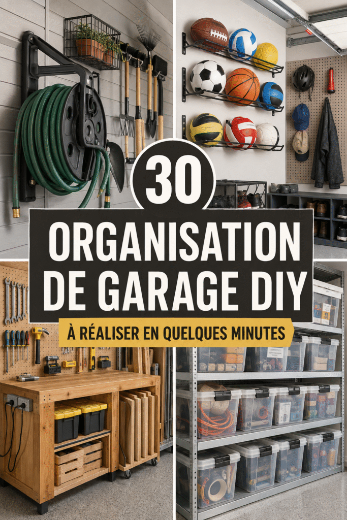 Exemple d'un garage bien organisé avec des solutions de rangement DIY.