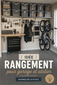 Garage bien organisé avec des solutions de rangement pratiques