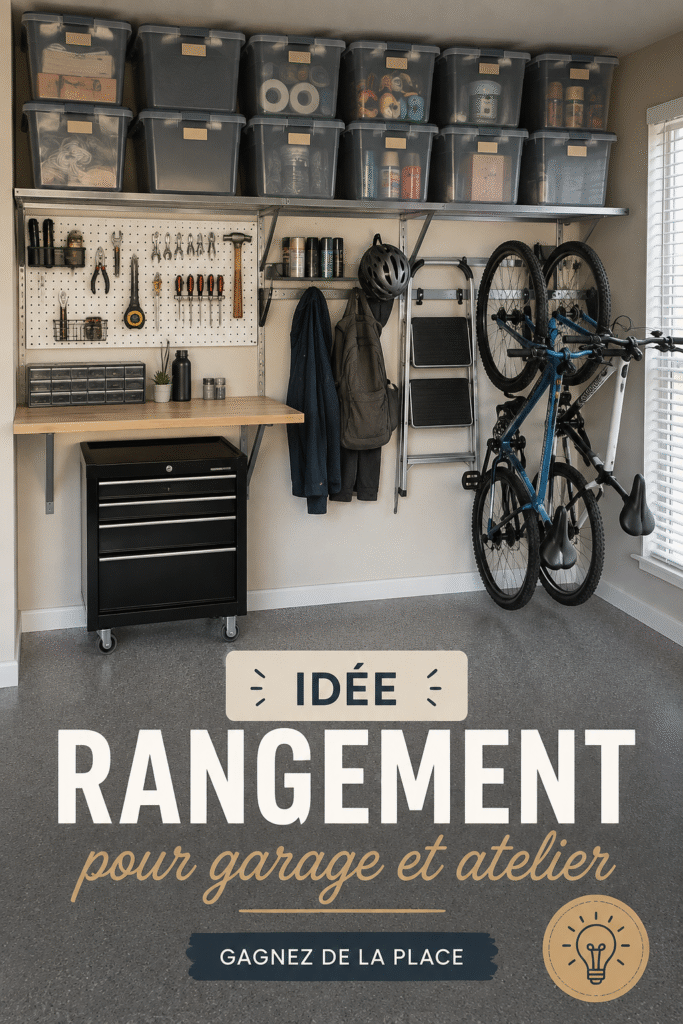 Garage bien organisé avec des solutions de rangement pratiques