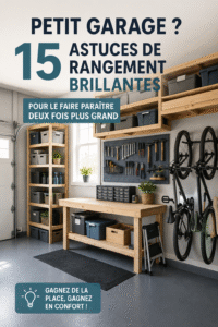 Un garage bien organisé avec des étagères et des outils bien rangés.