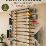 Cuisinière de camping avec des ustensiles bien rangés sur un support
