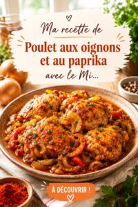 Un plat de poulet aux oignons et paprika prêt à être dégusté au camping.