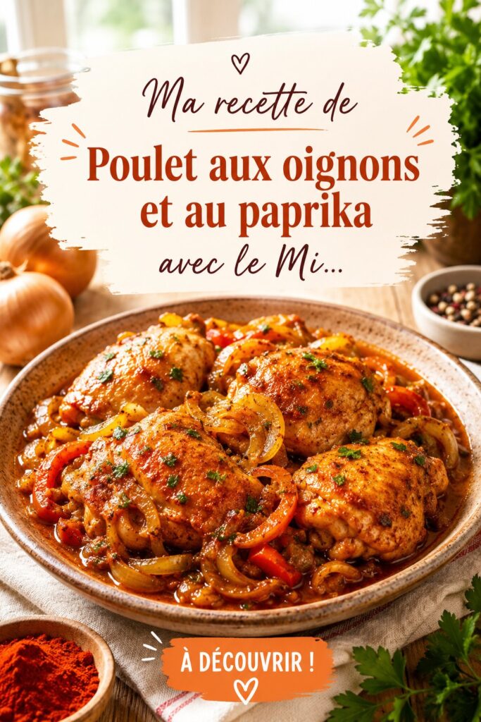 Un plat de poulet aux oignons et paprika prêt à être dégusté au camping.