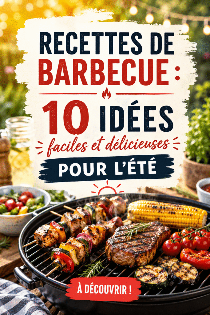 Un barbecue en plein air avec des viandes et légumes grillés, parfait pour l'été.