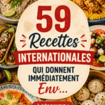 Un groupe de campeurs préparant des recettes internationales autour d'un feu de camp.