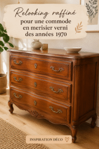 Commode en merisier verni relookée avec peinture moderne