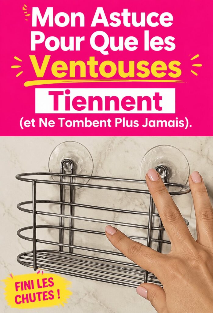 Une ventouse fixée solidement sur une surface lisse, illustrant une astuce pratique.
