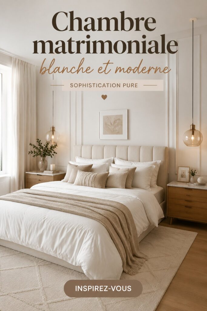 Chambre moderne et élégante décorée de blanc