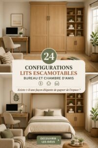Chambre d'amis élégante avec lit escamotable et bureau intégré