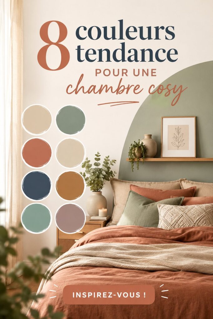 Chambre cosy décorée avec des couleurs tendance