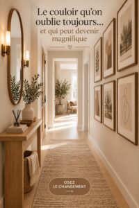 Couloir joliment décoré avec des plantes et des lampes modernes