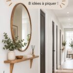Un couloir décoré avec des couleurs vives et des tableaux modernes
