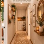 Un couloir décoré dans un style boho chaleureux avec des textiles colorés