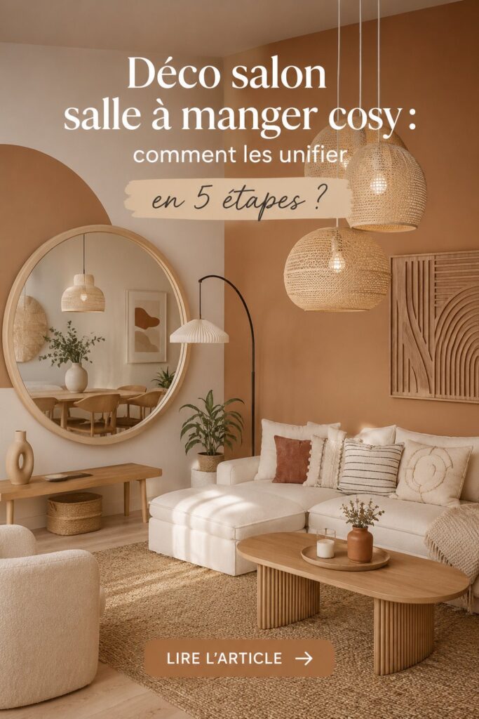 Salon et salle à manger unifiés avec une déco cosy et harmonieuse