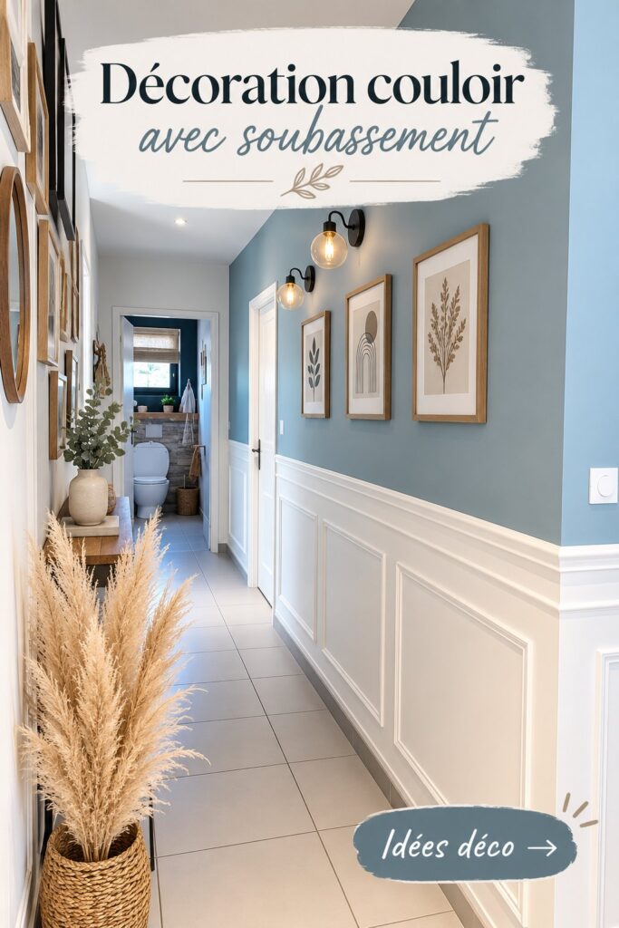 Couloir décoré avec des éléments modernes et accueillants