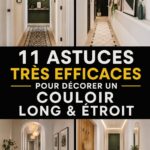 Un couloir long et étroit magnifiquement décoré avec des couleurs claires et des éléments de rangement astucieux.