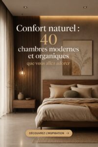 Chambre moderne et bio avec des matériaux naturels et une décoration apaisante