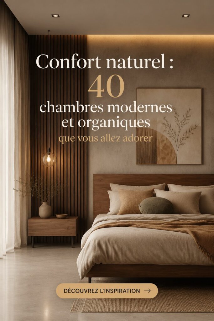 Chambre moderne et bio avec des matériaux naturels et une décoration apaisante