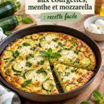 Frittata aux courgettes, menthe et mozzarella prête à savourer en extérieur
