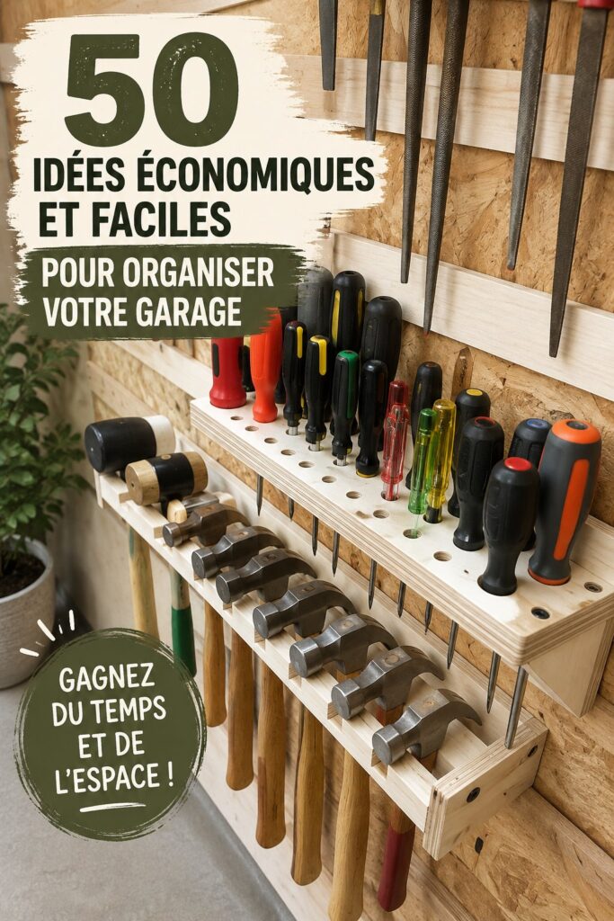 Garage bien organisé avec des étagères et des boîtes de rangement