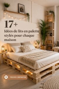 Lit en palette moderne dans une chambre cosy