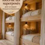 Image de lits superposés colorés et ludiques dans une chambre d'enfants.