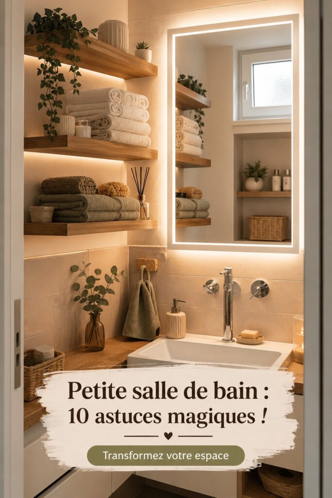 Aperçu d'une petite salle de bain bien agencée avec des rangements pratiques et une décoration apaisante.