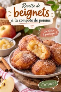 Des beignets dorés à la compote de pommes, délicieusement moelleux.