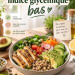 Repas coloré à indice glycémique bas préparé en plein air lors d'une activité camping