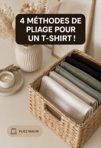 Illustration de différentes techniques de pliage de t-shirts sur une surface