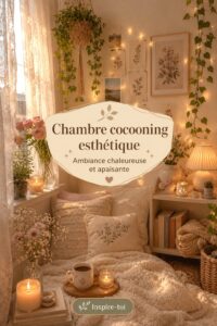 Chambre cosy et apaisante avec des couleurs chaudes et des textiles doux.