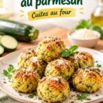 Boulettes de courgettes au parmesan dorées au four sur une assiette
