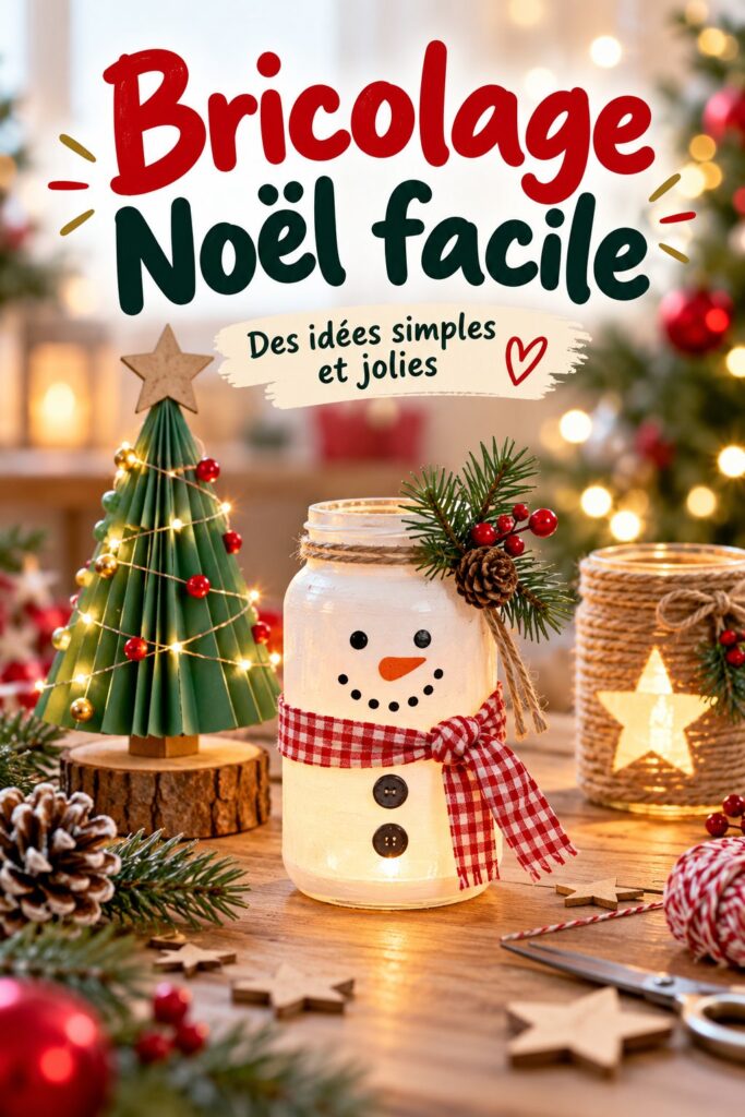 Des matériaux colorés pour un bricolage de Noël festif.