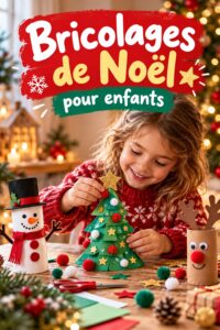 Un enfant créant un bricolage de Noël amusant avec des décorations colorées.
