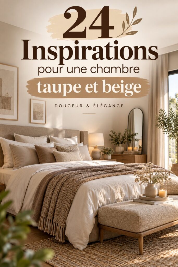 Chambre aux nuances taupe et beige avec un décor apaisant