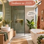 Salle de bain moderne avec un décor tendance et des couleurs apaisantes.
