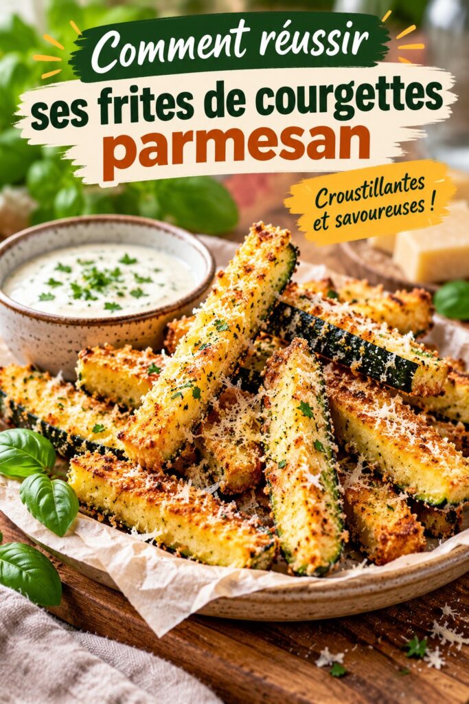 Assiette de frites de courgettes au parmesan croustillantes, parfaite pour un repas de camping.