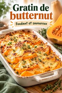 Gratin de butternut doré cuit sous un feu de camping.