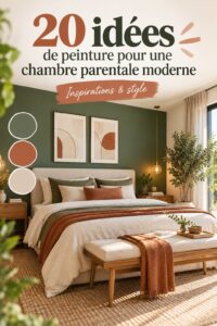 Chambre parentale moderne avec peinture contemporaine