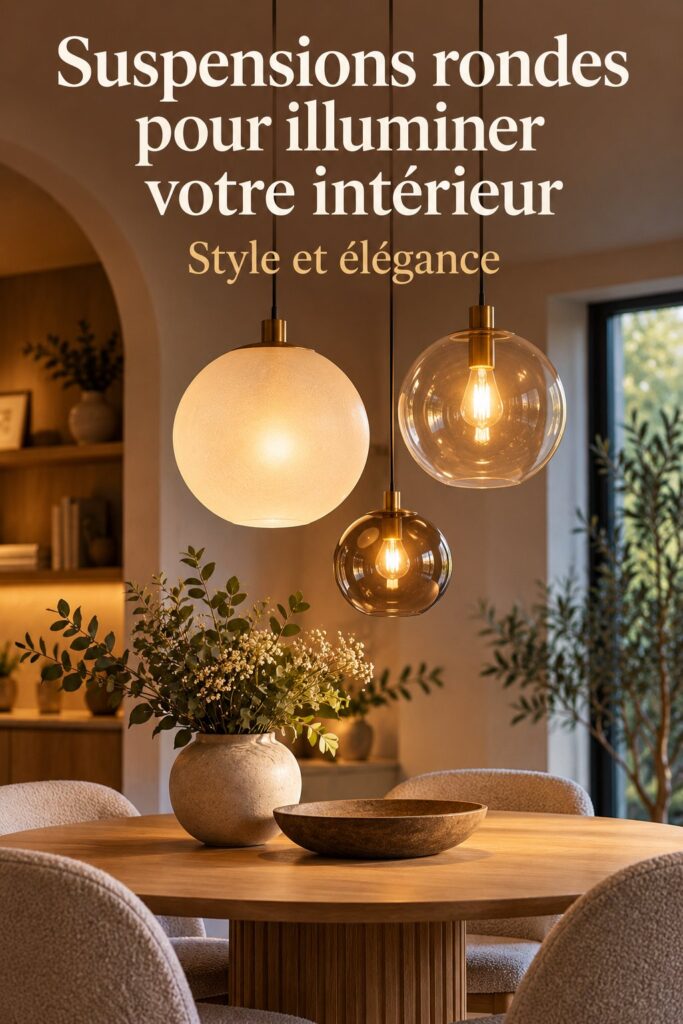 Un salon décoré avec une lampe suspendue ronde, ajoutant éclat et élégance à l'espace.