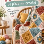 Un joli quilt au crochet représentant des motifs colorés sur un lit douillet.