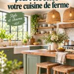 Cuisine de ferme modernisée avec des meubles en bois clair et des touches contemporaines.