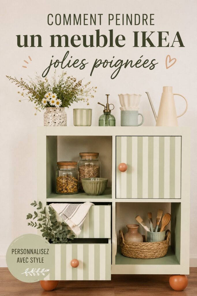 Meuble Ikea peint en couleurs vives avec des motifs uniques.