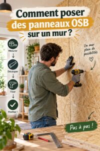 Intérieur chaleureux avec des panneaux OSB sur le mur, illustrant un projet DIY réussi.